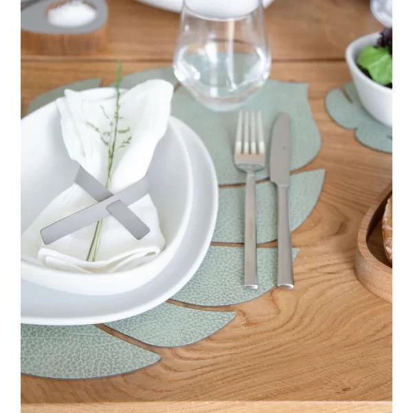 Neu 🛒 Lind DNA Monstera Leaf Hippo Tischset – 4er Set – 4er Set – Größe L: 42×35 Cm – Olive Green 💯 5