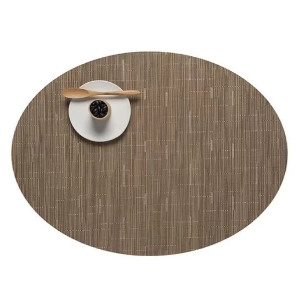 Brandneu 🧨 Chilewich Bamboo Oval Platzset 4er-Set – 4 Stück à 36×49 Cm – Grey Flannel ❤️ 3